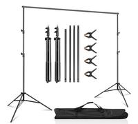 VOLKWELL 2.5x3m/8.2x10ft Photo Backdrop Stand Backdrop Frame Adjustable Back drop Holder Background Support System Kit for Birthday Wedding Parties Photoshoot, with Carry Bag and Clamps