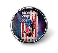 Volleyball American Flag Round Brooch Pin Badge Lapel Tie Pin for Women Men Office Worker Teacher Decor