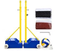 Volleyball/Badminton Posts, 2.1m Maximum Height, 70-80kg Fillable Base | Sets Up Volleyball and Badminton Play, Wheels for Court Adjustment, for Gardens and Sports Courts