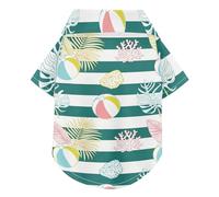 Volleyball Beach Green Leaves Summer Summer Dog Polo Shirt Button Up Breathable Cool Short Sleeve Pet T-Shirt Puppy Sweatshirt Perfect for Everyday Wear, and Photoshoots L-5XL