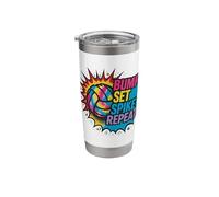 Volleyball Bump Set Spike Repeat Colorful Action Art Stainless Steel Insulated Tumbler