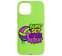 Volleyball Bump Set Spike Repeat Colorful Graffiti Art Case for iPhone 15