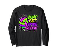 Volleyball Bump Set Spike Repeat Colorful Graffiti Art Long Sleeve T-Shirt