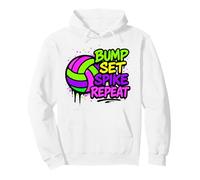 Volleyball Bump Set Spike Repeat Colorful Graffiti Art Pullover Hoodie