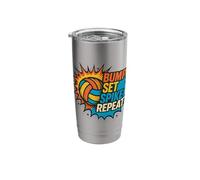 Volleyball Bump Set Spike Repeat Player Energy Look Stainless Steel Insulated Tumbler