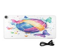Volleyball Butterfly White Print Heated Desk Mat Large Heated Desk Table Protector with 3 Heating Levels PU Leather Computer Accessories for Office Home Decor, 35.4x15.7in