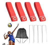Volleyball Field Marking Lines - Portable Sport Kit for Beach and Lawn, Red and Blue Demarcation Lines, East Mobility Stakes and Sand Bag Included | Game Accessories
