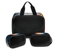 Volleyball Fire Water Makeup Bag for Women Men, Volleyball Ball Translucent Cosmetic Bag Wash Pouch Shower Bag 3 Pcs Travel Toiletry Toiletries Cosmetic Organizer