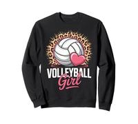 Volleyball Girl Leopard Heart Sweatshirt