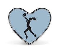 Volleyball Girl Silhouette Spike Attack Badge Heart Shape Cute Brooch Pins Button Badges for Backpack Jackets Hats Decor