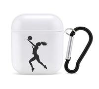 Volleyball Girl Silhouette Spike Attack Earphone Case Cover Compatible with AirPods 1&2 Shockproof Bluetooth Headset Case White-style