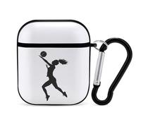 Volleyball Girl Silhouette Spike Attack Earphone Case Cover Compatible with AirPods 1&2 Shockproof Bluetooth Headset Case Black-style