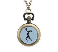 Volleyball Girl Silhouette Spike Attack Vintage Pocket Watch Alloy Pendant Watches Necklace Gift for Men Women Coppery-Style