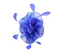 Volleyball Headband Hat For Women Wedding Flower Cocktail Mesh Feathers Hair Clip Tea Party Headband Mens Sweatband (Blue, One Size)