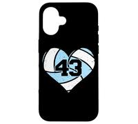 Volleyball Heart Number 43 Jersey Sports Fan 43rd Birthday Case for iPhone 16