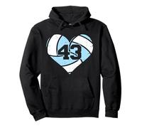 Volleyball Heart Number 43 Jersey Sports Fan 43rd Birthday Pullover Hoodie