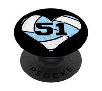 Volleyball Heart Number 51 Jersey Sports Fan 51st Birthday PopSockets Adhesive PopGrip