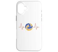 Volleyball Heartbeat - Ball ECG Pulse Distressed Design Case for iPhone 16 Plus