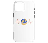 Volleyball Heartbeat - Ball ECG Pulse Distressed Design Case for iPhone 16 Pro Max