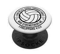 Volleyball I Can Do All Things Through Christ Christian PopSockets Adhesive PopGrip