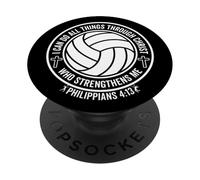 Volleyball I Can Do All Things Through Christ Christian PopSockets Adhesive PopGrip