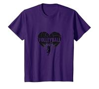 Volleyball is Life for Girls - Heart Passion Player Graphic T-Shirt, Kids, Purple, 4 Years