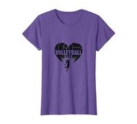 Volleyball is Life for Girls - Heart Passion Player Graphic T-Shirt, Women, Purple Heather, 3XL