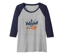 Volleyball is Life: Sporty Passion for Players & Fans Raglan Baseball Tee, Women, Navy/Athletic Heather, L