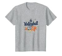 Volleyball is Life: Sporty Passion for Players & Fans T-Shirt, Kids, Heather Grey, 2 Years