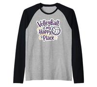 Volleyball is My Happy Place Raglan Baseball Tee
