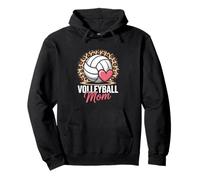 Volleyball Mom Leopard Heart Mother's Day Pullover Hoodie