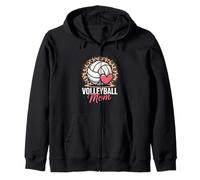 Volleyball Mom Leopard Heart Mother's Day Zip Hoodie