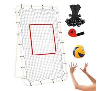 Volleyball Net Replacement - Polyester 27x20x9cm | 1.5 Inch Training Net With 28 Elastic Cords, Target Straps, Adjustable Training Bounder | Base