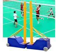 Volleyball Net with Poles, Adjustable Height 5.1-6.9 ft, Hand-Crank Tightener & Bottom Scroll Wheel, for Badminton, Tennis, Volleyball
