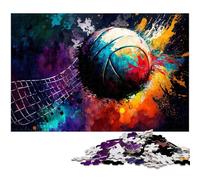 Volleyball Oil Painting 1000 Piece Puzzle Jigsaw Puzzles DIY Decoration, Brain Challenge, for Adult, Family, 50x75CM/19.68x29.52inch