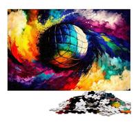 Volleyball Oil Painting 1000 Pieces Puzzles for Adults Jigsaw Puzzles Ideal for Family Fun, Relaxation 26X38CM/10.23x14.96inch