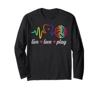 Volleyball Player Team Heartbeat Pulse Rainbow Live Love Long Sleeve T-Shirt