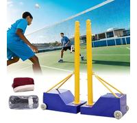 Volleyball Pole, Badminton Net Pole with Adjustable Height, Indoor& Outdoor Heavy Duty Volleyball Poles with Wheels and Net, for Adults Kids Stadium