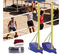 Volleyball Poles for Backyard, Badminton Net Pole with Adjustable Height, Volleyball Pole Sets with Wheels and Net, for Kids, Adults,Outdoor & Indoor