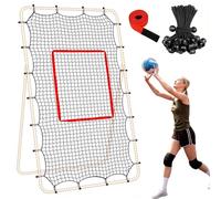 Volleyball Practice Net - 7x4ft Bounce Back System with 28 Elastic Ropes | 83.86x48.03in Polyester Fabric, Rebound Net with Target Circles for Hitting Drills, Beach Court Yard Solution for Solo Train
