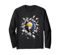 Volleyball Smash Wall Broken Stone Beach Court Player Volley Long Sleeve T-Shirt