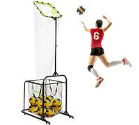 Volleyball Training Net with Adjustable Hoop and Height, Includes Storage Bag for Passing and Dunking Drills