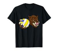 Volleyball Wild Boar Hog Razorback Warthog Pig Cartoon Value Graphic T-Shirt