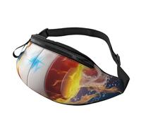 Volleyball with fire and ice Printed Personalized Waist Bag, Lightweight and Versatile Crossbody Bag for Everyday and Outdoor Adventures