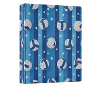 Volleyballs Blue Stripes 1.5 Inch Binders 3 Ring Holds 200 Sheets, Three Ring Binder Decorative D Ring Binders for Work School Office, 1 Pack
