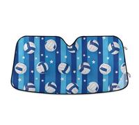 Volleyballs Blue Stripes Car Windshield Sun Shade Foldable Sun Shield Blocks UV Rays Keeps Your Vehicle Cool 53×23.5 inch