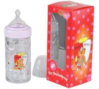 Vollgoas Bavarian Dummy Bottle with Handle as a Teat Jug with Bear Brew Print 250 ml Red Great Gift