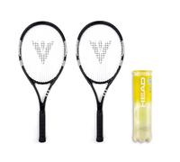 Vollint 2 Player Tennis Set - Includes 2 VT-Ace Aluminium Rackets and Tube of 4 ITF Approved Sweatband.com Head Team Pressurised Balls - Beginner-Friendly Bundle for Recreational and Casual Play