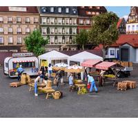 Vollmer 45141 HO Scale Weekly Market Set With Stalls And Accessories