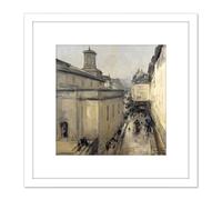 Vollon View Church Of Notre Dame De Lorette Paris 8X8 Inch Square Wooden Framed Wall Art Print Picture with Mount Artery8 White One Size